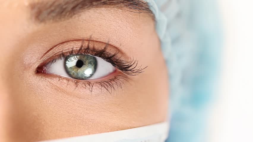 Macro close-up of human eye blinking