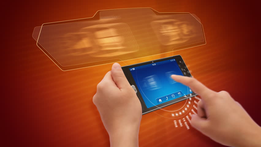 Hands holding and using business application on a tablet computer