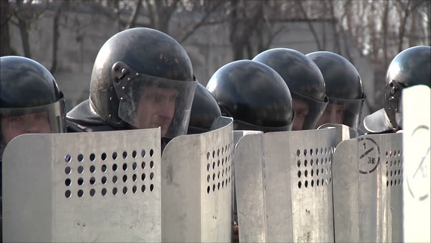 KIEV - MARCH 31: Training of militia (police) to disperse mass disorders on March 31, 2012 in Kiev. 