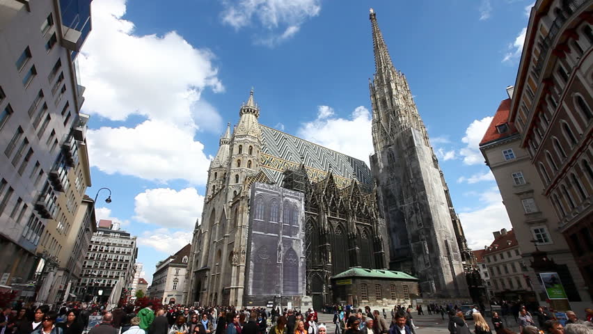 VIENNA, AUSTRIA - APRIL 22: Viennaâs most important Landmark âThe Stephansdomâ on a sunny day in Stephansplatz on April 22, 2012 in Vienna, Austria.
