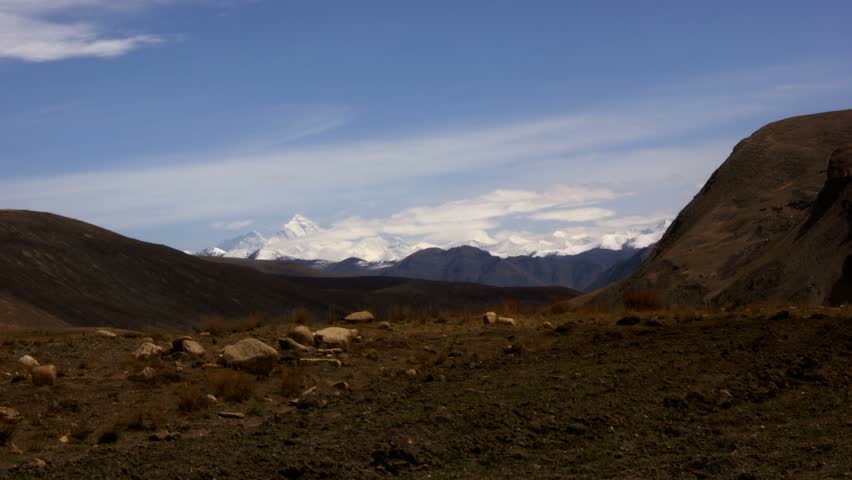 Timelapse of Mount Everest landscape, Himalayas, Tibet.