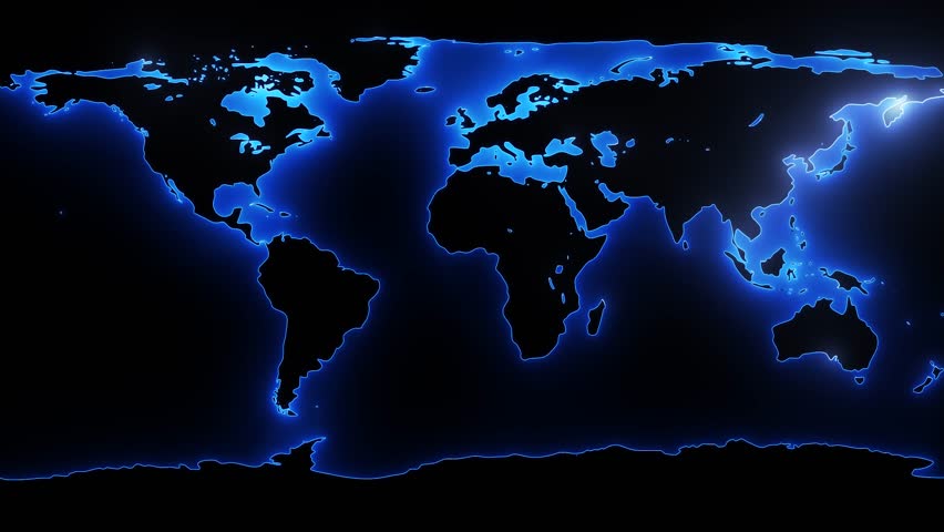 Night Earth Globe Rotated On A Blue Earth Map Background (Loop) Stock