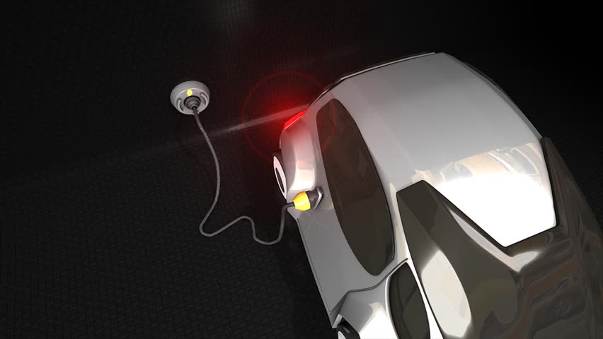 Electric powered car plugged-in and recharging.
