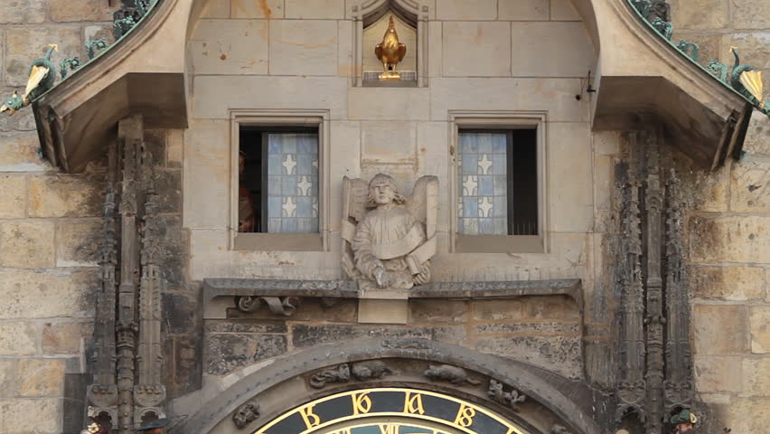 figures above the astronomical clock in Prague