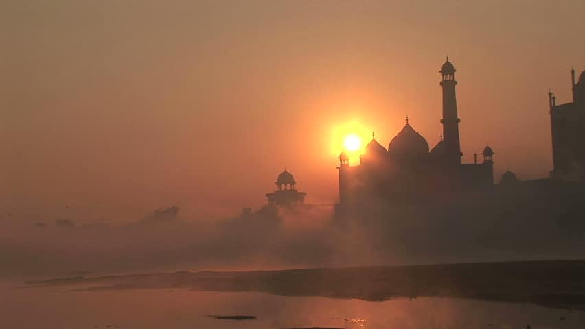 Taj Mahal, and sunrise
