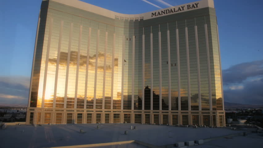 Las Vegas - Circa 2010: The Mandalay Bay Hotel in 2010. An aerial view of the Mandalay Bay Hotel at sunset in Las, Vegas Nevada.