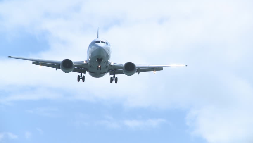 Jet coming into land passes over camera