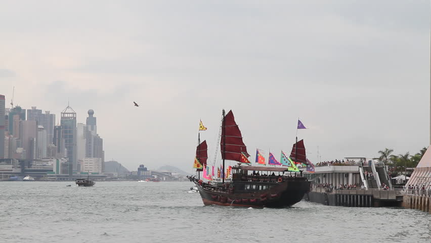 Hong Kong's traditional sailing junk - In celebration of the birthday of the Chinese sea goddess Tin Hau on 13 April 2012,   traditional sailing junk sailed across Victoria Harbour. 