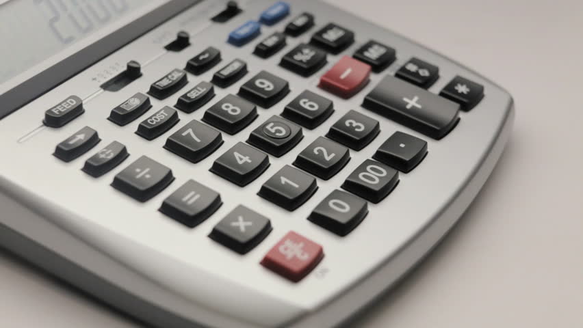 Exaggerated punching numbers into a calculator