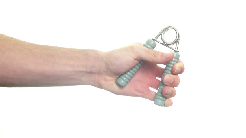 Exercising forearm on white background.