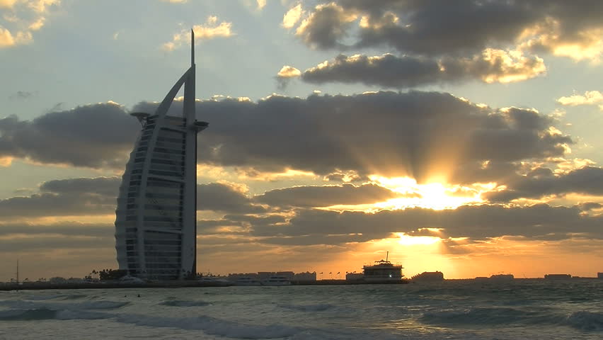 Dubai - Circa 2012. The Burj al Arab Hotel in 2012. The Burj al Arab Hotel at sundown in Dubai, United Arab Emirates.