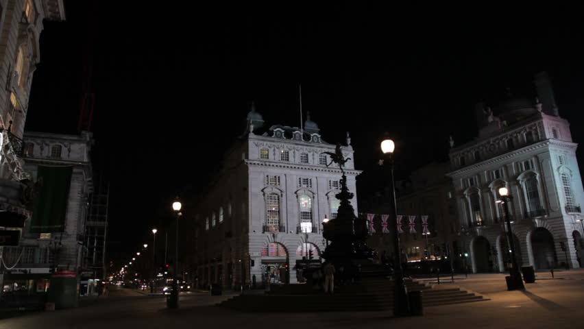 Piccadilly Circus at night with Eros Statue