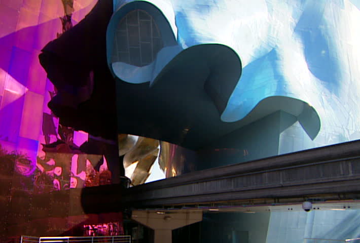 SEATTLE - Circa 2002: Seattle Monorail runs out of the EMP Museum in 2002.