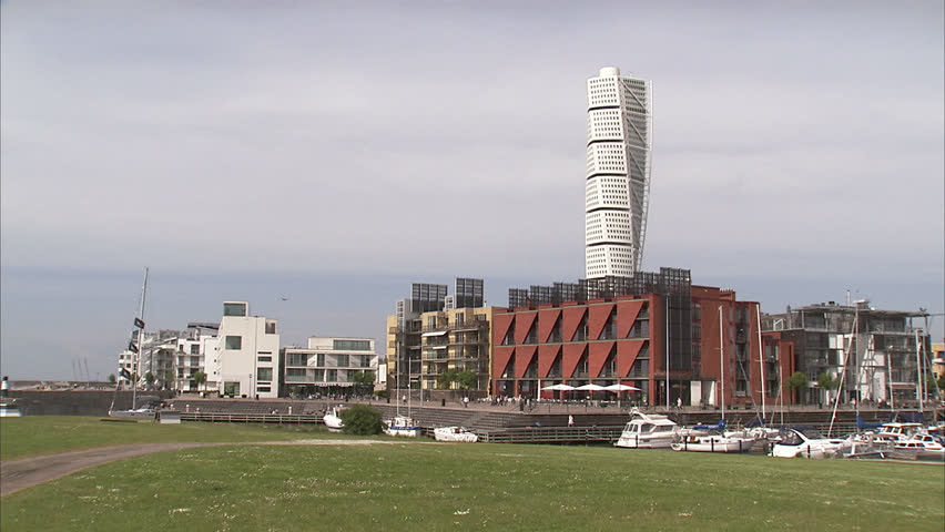 View of Turning Torso, Malmo, Sweden.