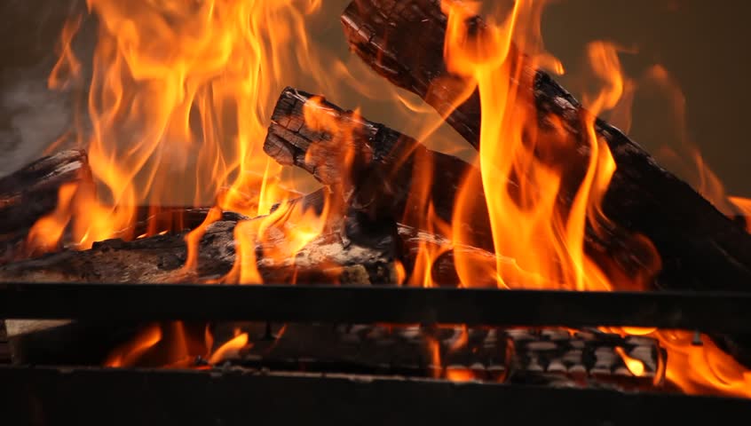 Fire. Burning woods.
