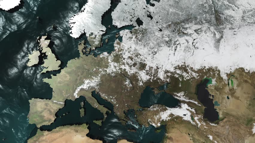 3D Map Rotate Europe with NO Sun or Clouds