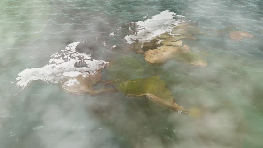 3D World Pan to a 3D South Africa with Sea, Clouds and Sun 