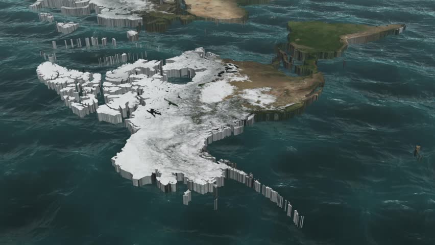 Rotate a Sunny 3D USA and Canada Map with Sea