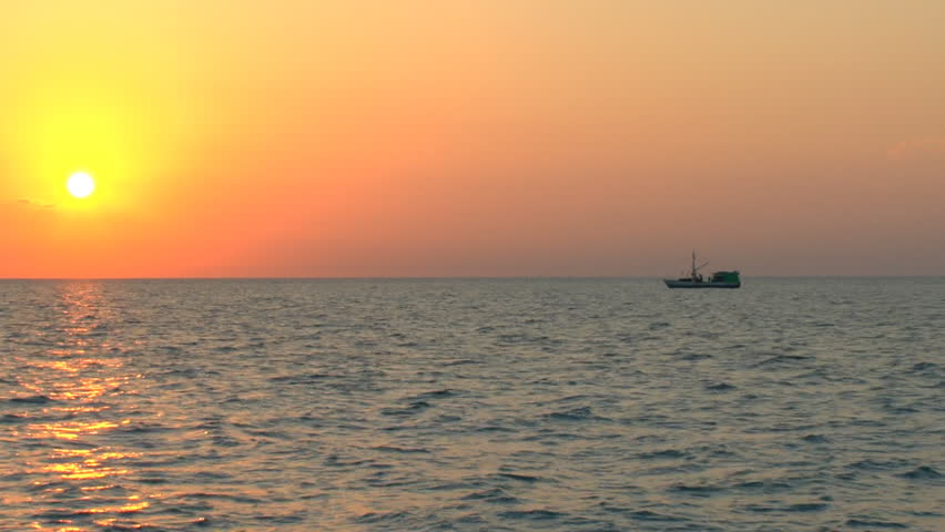 Sunset and fishing boat, Cuba