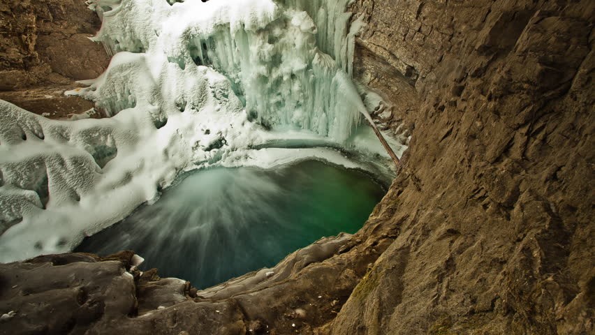 Dolly up on Waterfall - Time-lapse in Alberta