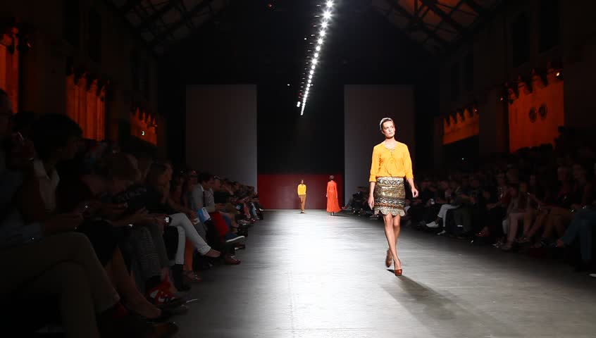 AMSTERDAM, THE NETHERLANDS - JULY 15: Models in Amsterdam Fashion Week present high fashion catwalk by Allan Vos and Nata Ryzh in Amsterdam, The Netherlands, July 15, 2012