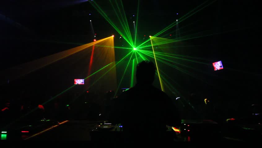 Colorful light and sound in the pub with great DJ.