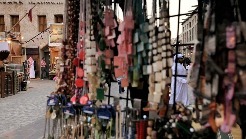 DOHA, QATAR - CIRCA MAY 2011: the restored Souq Waqif with mud rendered shops and restaurants now a prime attraction for tourists and locals