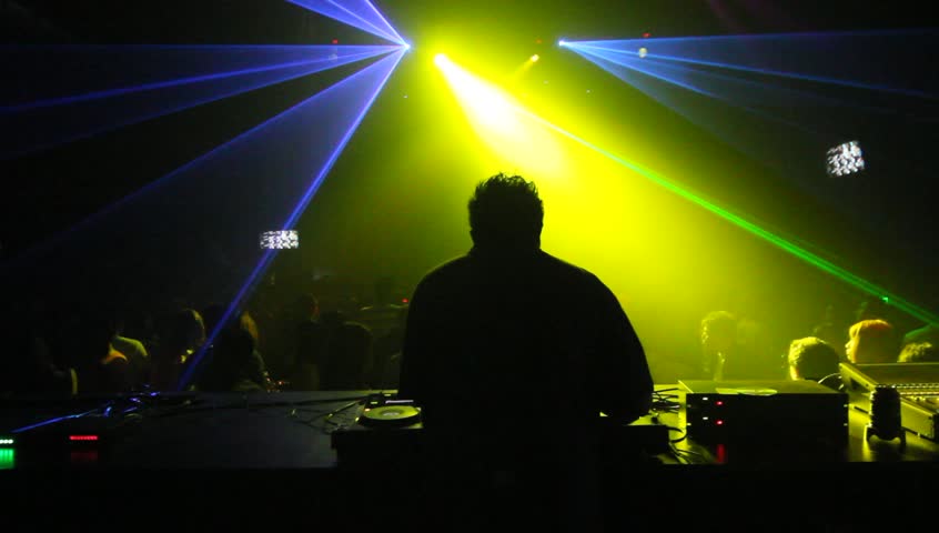Colorful light and sound in the pub with great DJ.