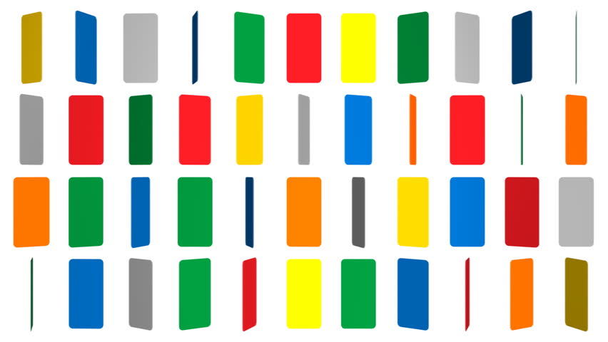 Abstract background of different color rotating rectangles. Loops.