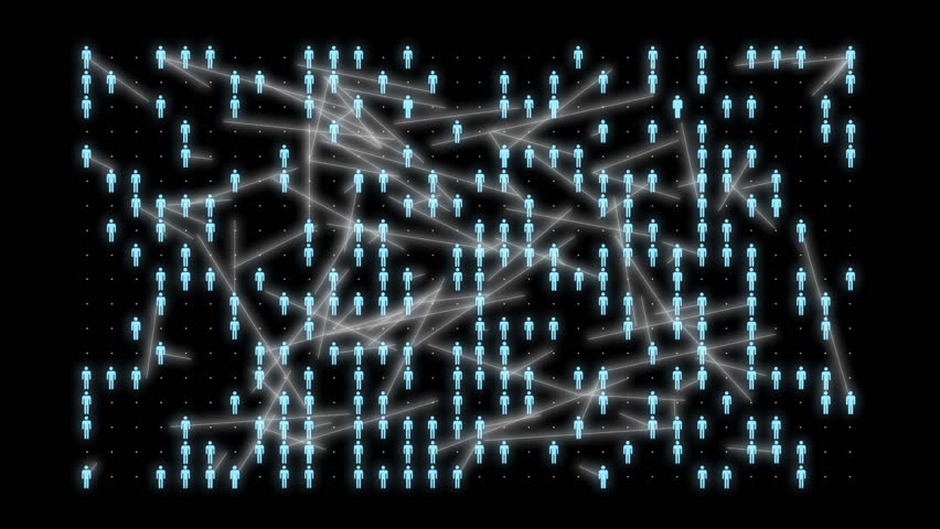 A visualization of a message being passed around a grid of people which builds up in a geometric or exponential manner.