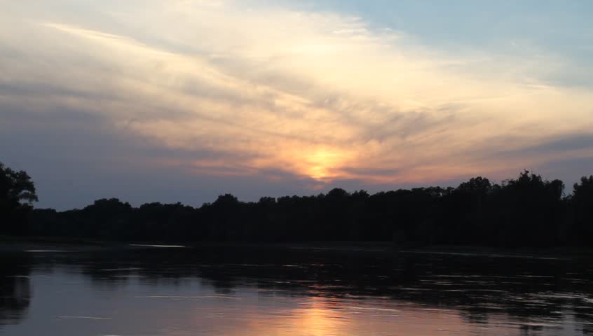 Sunset on the Elbe river in Saxony-Anhalt / Germany