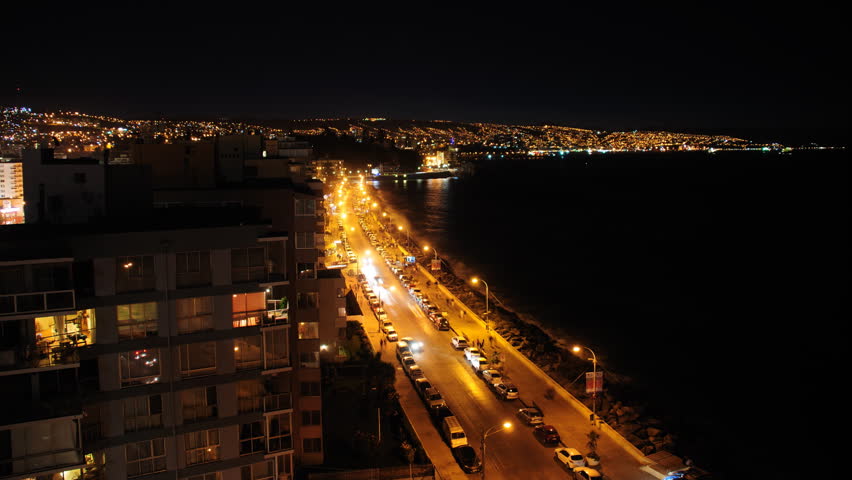 Vina del Mar Dusk Time lapse.Chile (Two Shots)