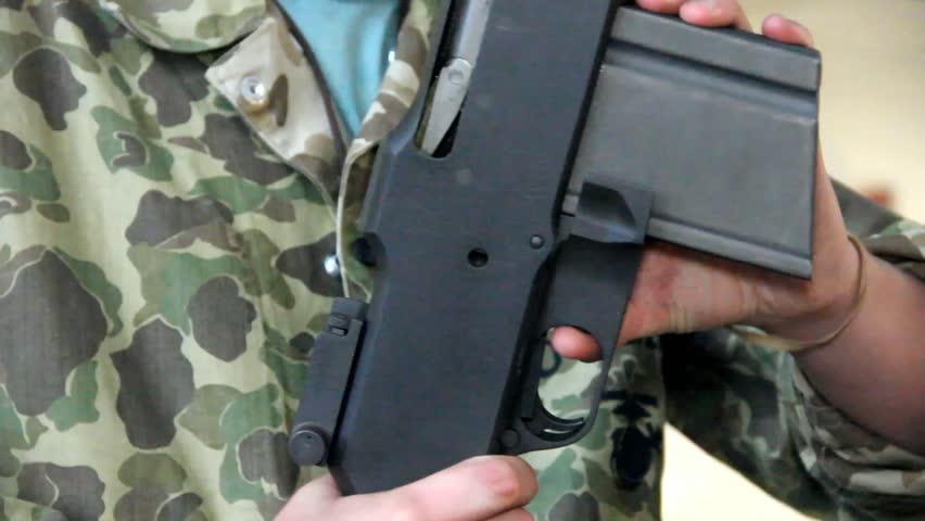 Ammunition Magazine Inserted Into Old Model Military Heavy Rifle