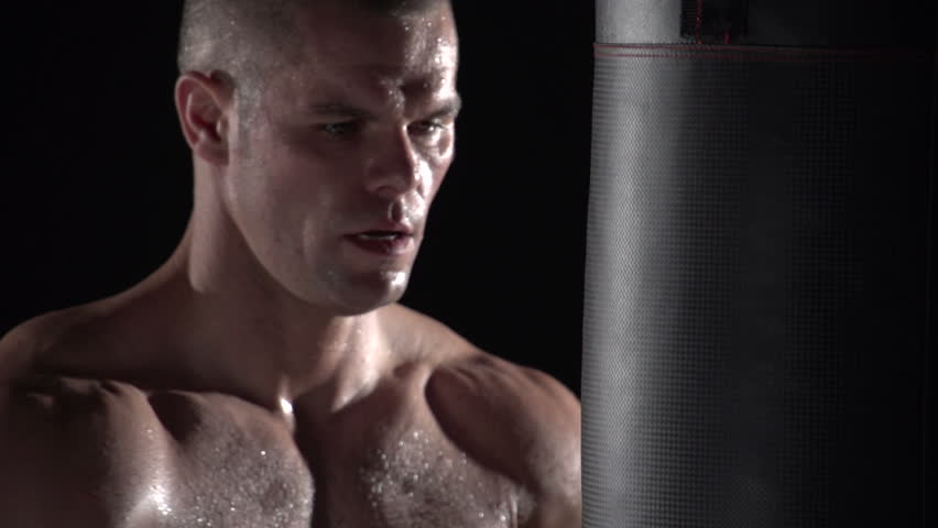 Boxer punching bag, close up
