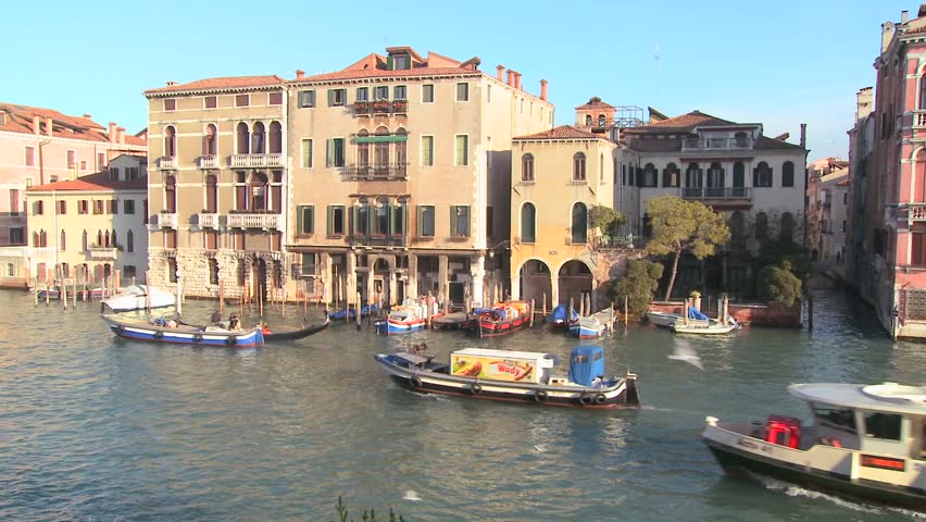 VENICE, ITALY-CIRCA 2011-Boat traffic along the canals of Venice, Italy.