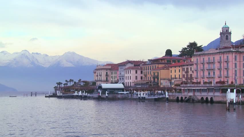 BELLAGIO, ITALY-CIRCA 2011-A beautiful small Italian village of Bellagio on the shores of Lake Como with the Italian Alps in background.