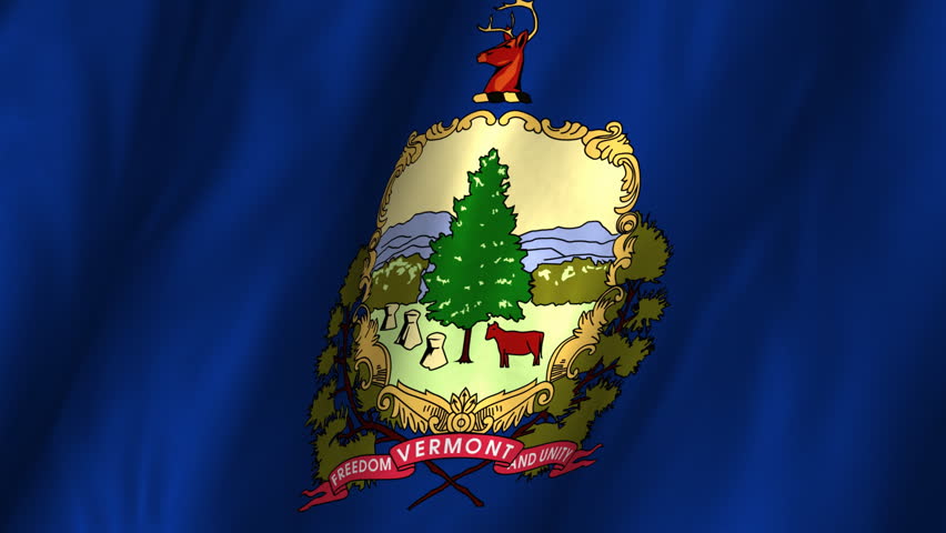 A beautiful satin finish looping flag animation of Vermont.   A fully digital rendering using the official flag design in a waving, full frame composition.  The animation loops at 10 seconds.  