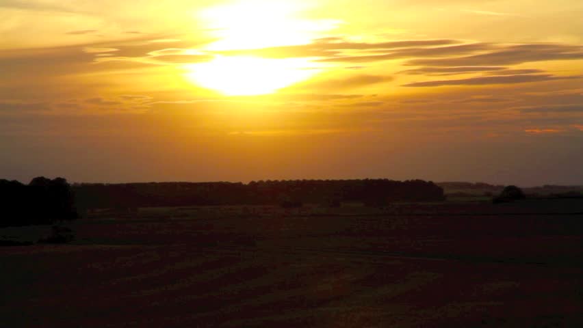 Colorful sunset over a field