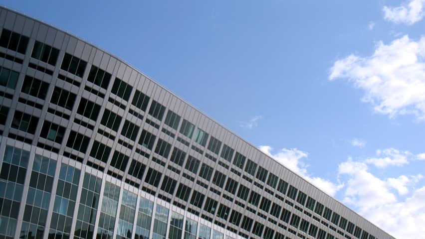 MOSCOW - MAY 24: (Timelapse View) Business center Legion III stands against blue sky and clouds, on May 24, 2012 in Moscow, Russia. Construction terms with 2005 on 2008