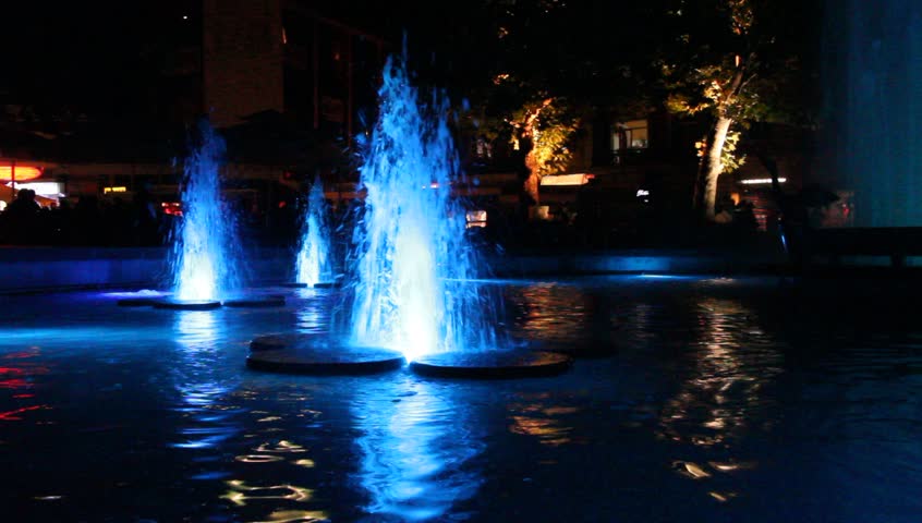 Fountain in Plovdiv at night, Bulgaria