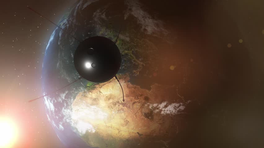 Sputnik Space Satellite Orbits Europe, Middle East, Africa with Sun