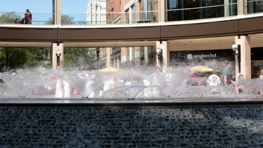 SALT LAKE CITY, UTAH SEPT 2012: After grand opening City Creek Center. Develop revive urban blight and downturn. Commercial, residential and office. Owned by Mormon church to beautify area. Fountain.