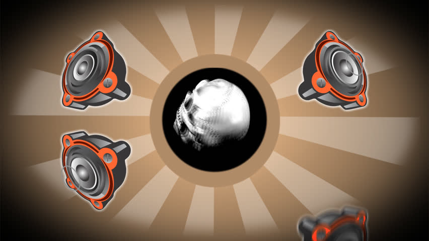 Halloween skull spinning with speakers.