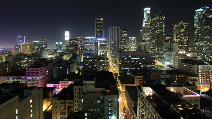 Wide Angle Time Lapse of Downtown Los Angeles at Night