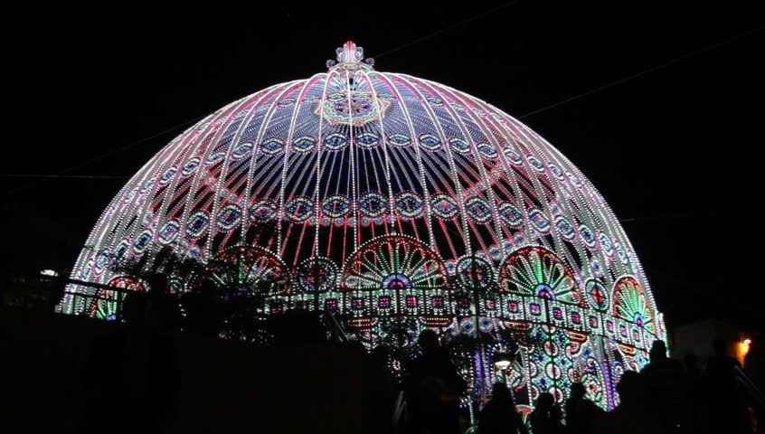Holiday lights.The dome decorated with festive lights. Jerusalem