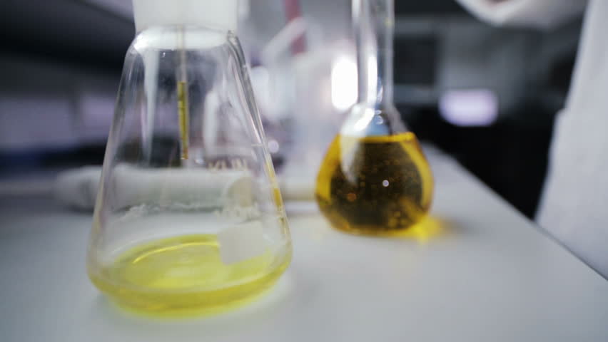 Multicolored liquids and substances in the laboratory