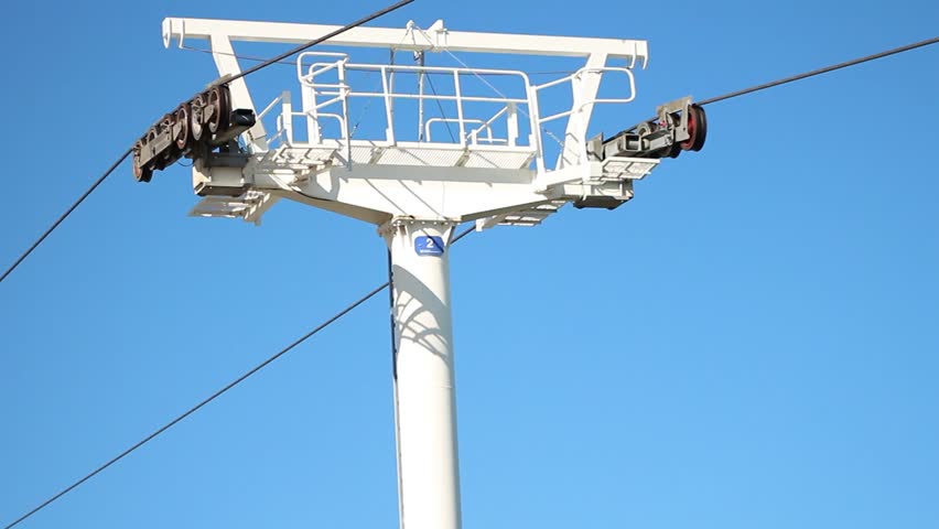 cable car working with blue sky background 