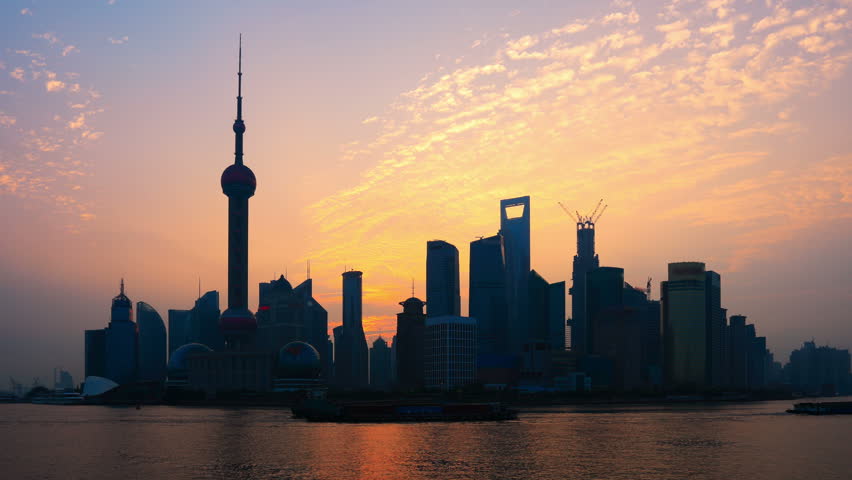 Zooming Time Lapse of Shanghai Sunrise.