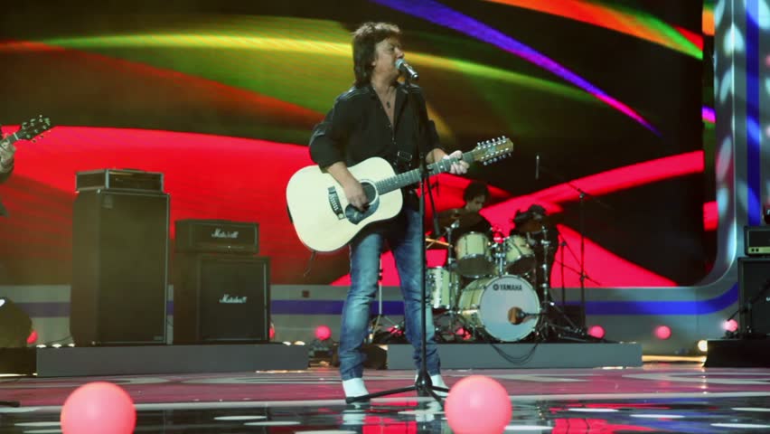 MOSCOW - DEC 17: Chris Norman sing on concert of Legend RetroFM in Sports complex Olimpiyskiy, Dec 17, 2011 in Moscow, Russia. In 1989 C.Norman released his second solo album under name Break The Ice