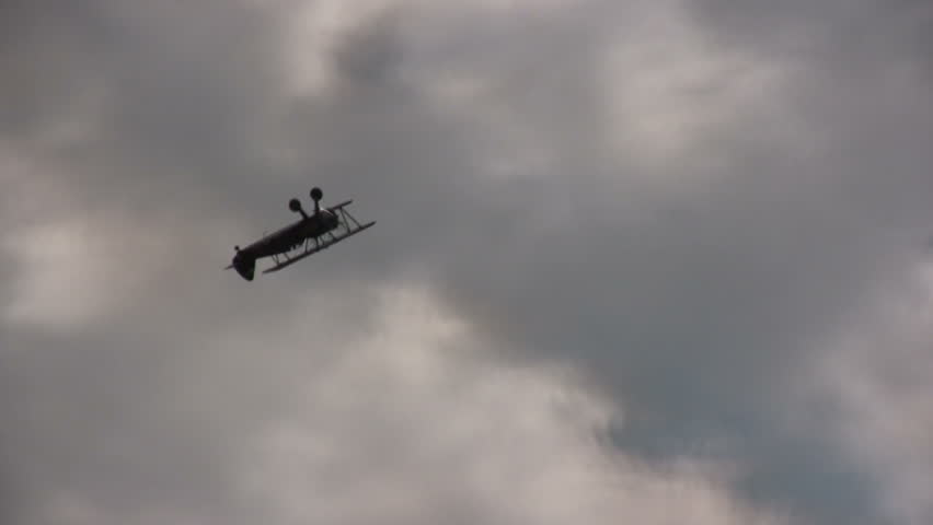 VIntage biplane aerial stunt